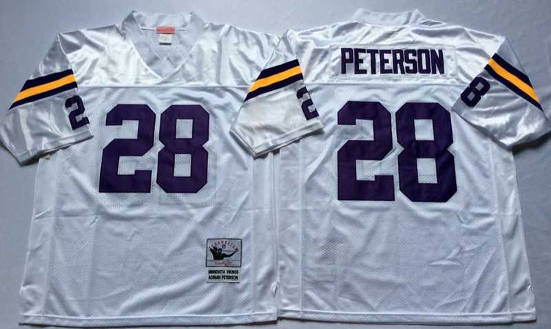 Vikings 28 Adrian Peterson White M&N Throwback Jersey